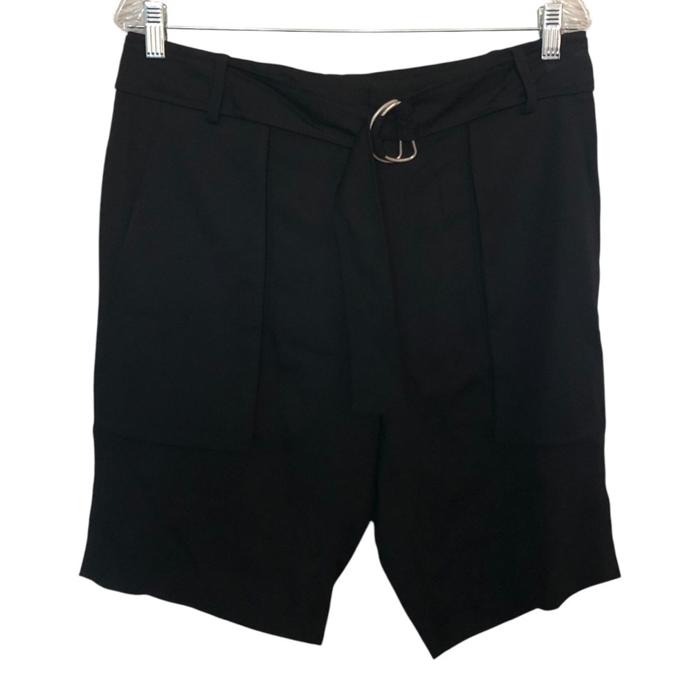 Helmut Lang High Waisted belt pleated shorts